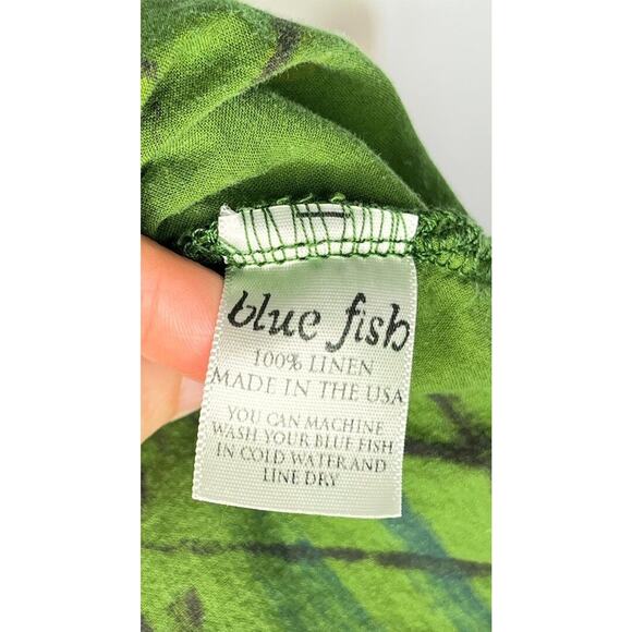 BLUE FISH Sz 1 Layered Green Short Sleeve Dress Linen - Picture 3 of 10